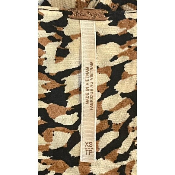 Free People Black Brown French Quarter Print Ruffle Wrap Mini Dress Sz XS - Picture 10 of 13